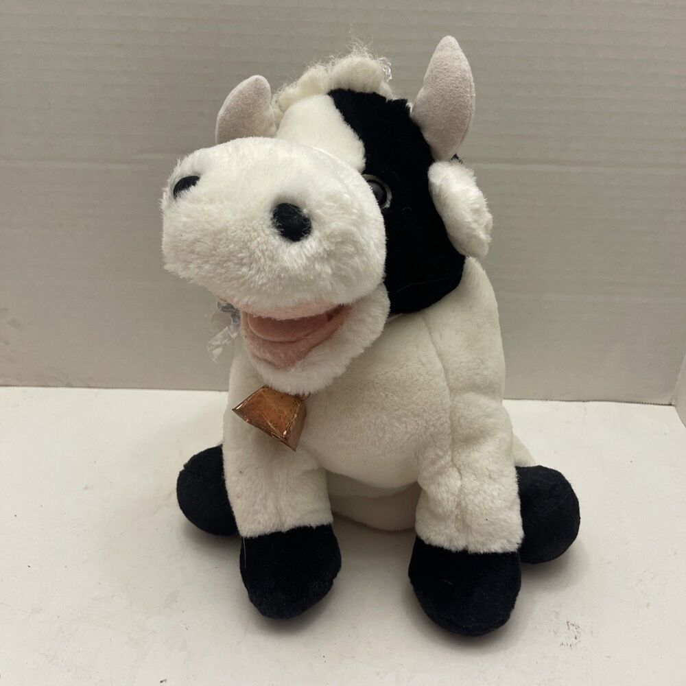 Playful Pals Mervyn's Cow Hand Puppet Black White Puppet Plush Toy 10" Golf B